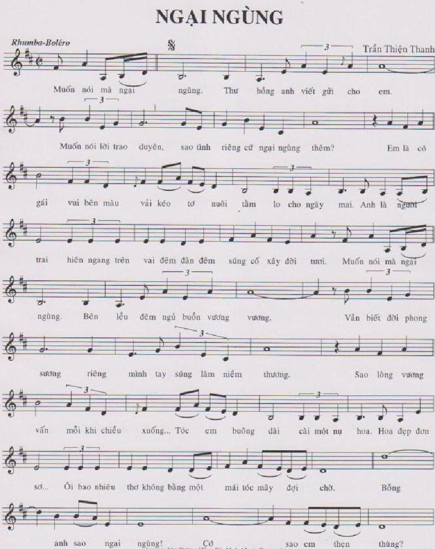 Sheet nhạc Ngại Ngùng